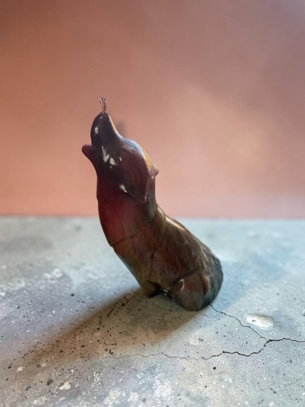 Vintage Brown/Red Howling Wolf Candle Pure Rustic Cabin Western Spirit